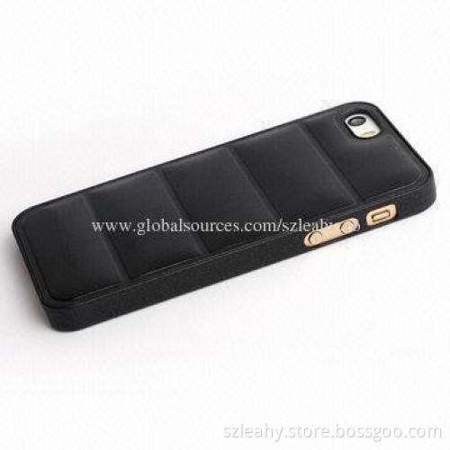 Rubber PC Case for iPhone 5, with PU Leather Stick, Various Colors are Available